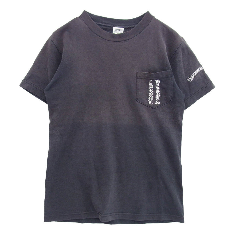 CHROME HEARTS クロムハーツ（原本無） OLD オールド スクロールラベルロゴプリント クルーネック 半袖 Tシャツ ダークネイビー系 S【中古】