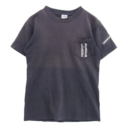 CHROME HEARTS クロムハーツ（原本無） OLD オールド スクロールラベルロゴプリント クルーネック 半袖 Tシャツ ダークネイビー系 S【中古】