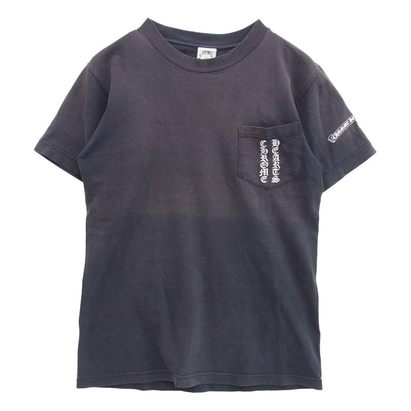 CHROME HEARTS クロムハーツ（原本無） OLD オールド スクロールラベルロゴプリント クルーネック 半袖 Tシャツ ダークネイビー系 S【中古】