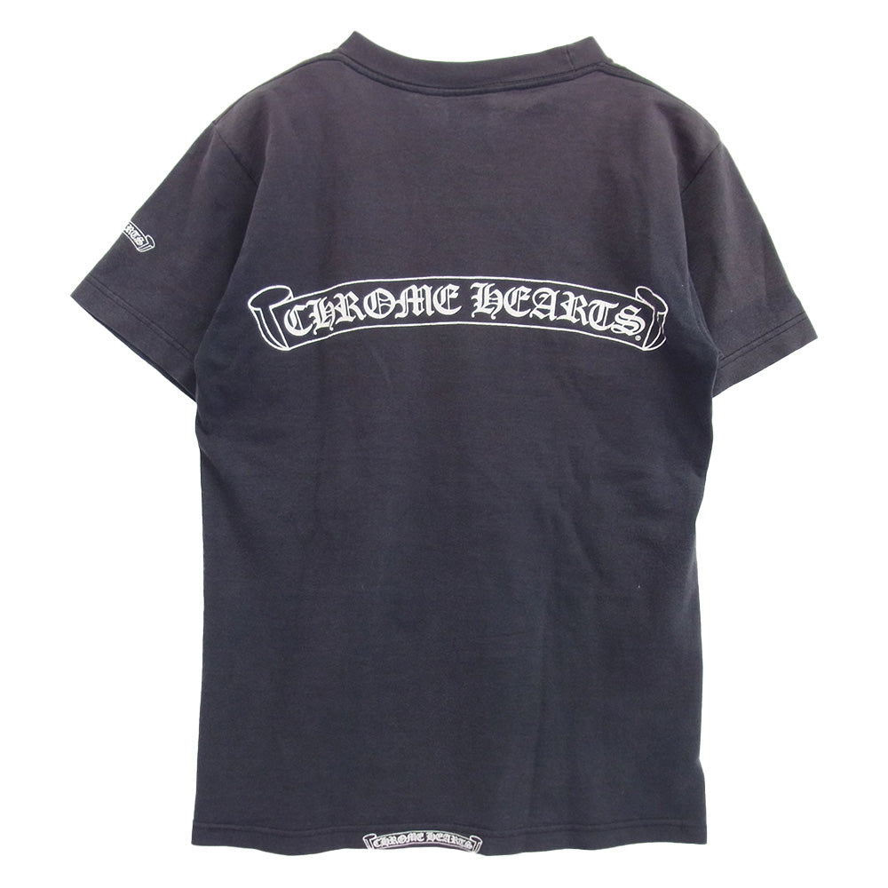 CHROME HEARTS クロムハーツ（原本無） OLD オールド スクロールラベルロゴプリント クルーネック 半袖 Tシャツ ダークネイビー系 S【中古】