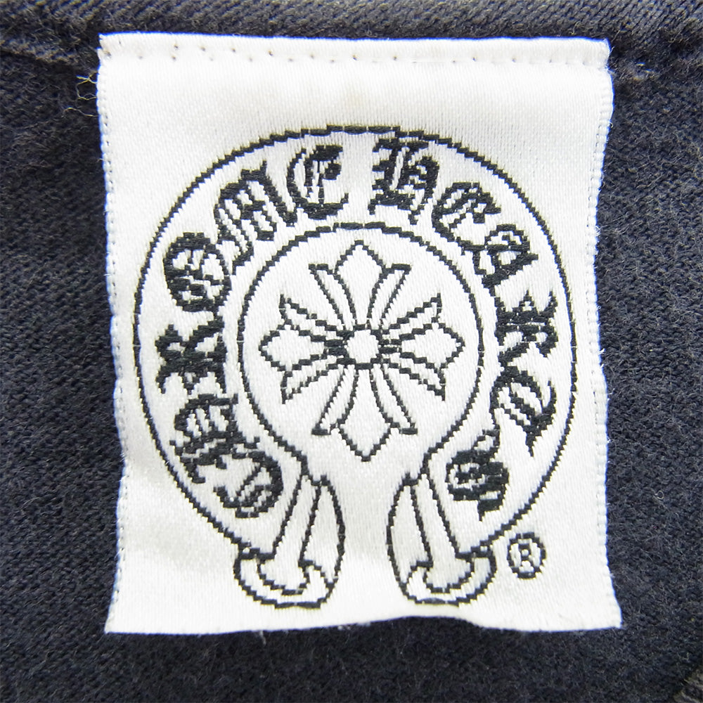 CHROME HEARTS クロムハーツ（原本無） OLD オールド スクロールラベルロゴプリント クルーネック 半袖 Tシャツ ダークネイビー系 S【中古】