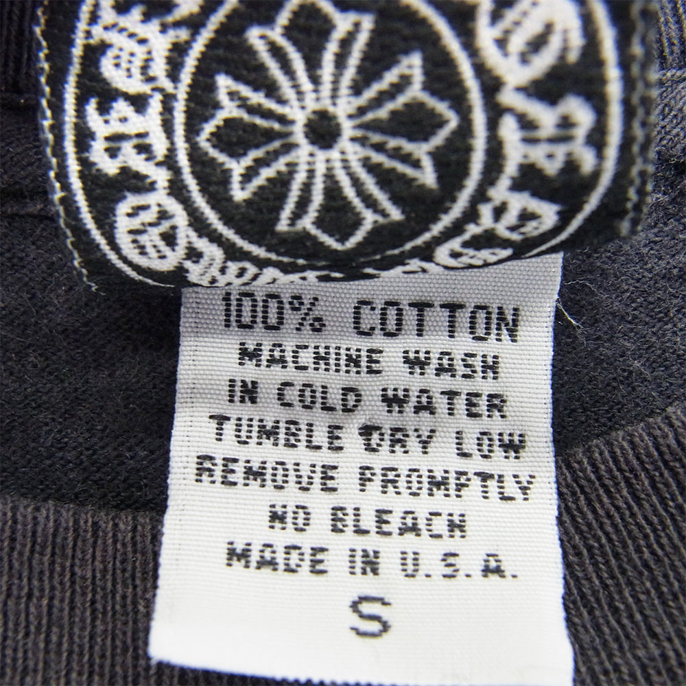 CHROME HEARTS クロムハーツ（原本無） OLD オールド スクロールラベルロゴプリント クルーネック 半袖 Tシャツ ダークネイビー系 S【中古】