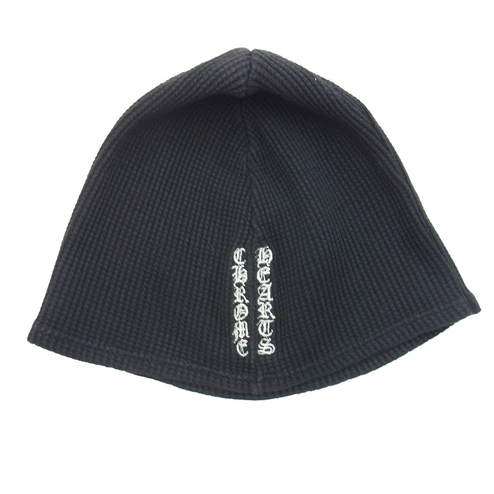 CHROME HEARTS クロムハーツ（原本無） USA製 OLD オールド ロゴ刺繍 サーマル クロス ビーニー ニットキャップ 帽子 ブラック系【中古】