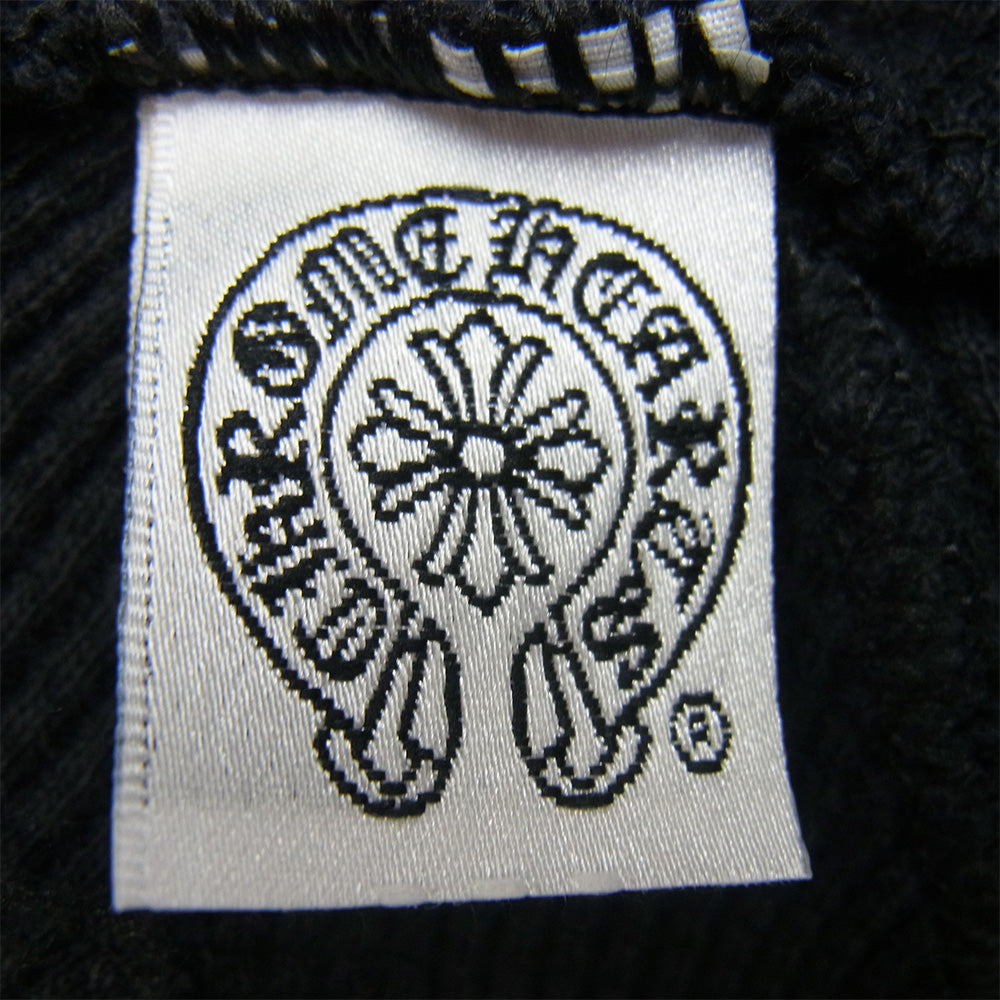 CHROME HEARTS クロムハーツ（原本無） USA製 OLD オールド ロゴ刺繍 サーマル クロス ビーニー ニットキャップ 帽子 ブラック系【中古】