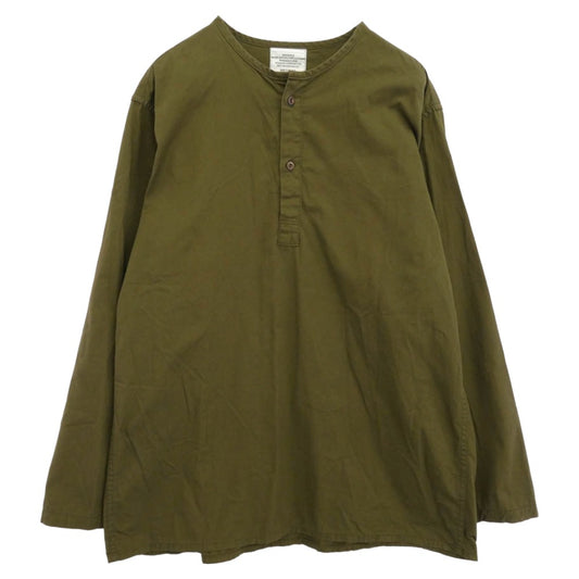 ワーカーズ ノーカラー プルオーバー ワーク シャツ グリーン系 M【中古】