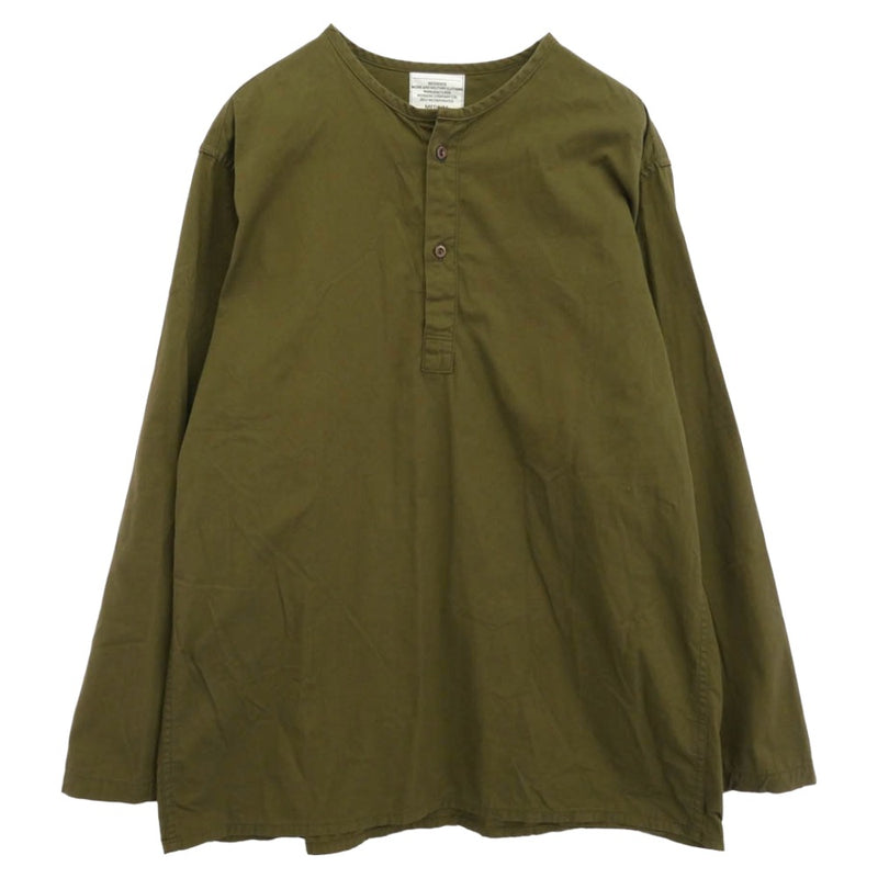 ワーカーズ ノーカラー プルオーバー ワーク シャツ グリーン系 M【中古】