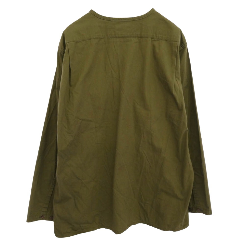ワーカーズ ノーカラー プルオーバー ワーク シャツ グリーン系 M【中古】