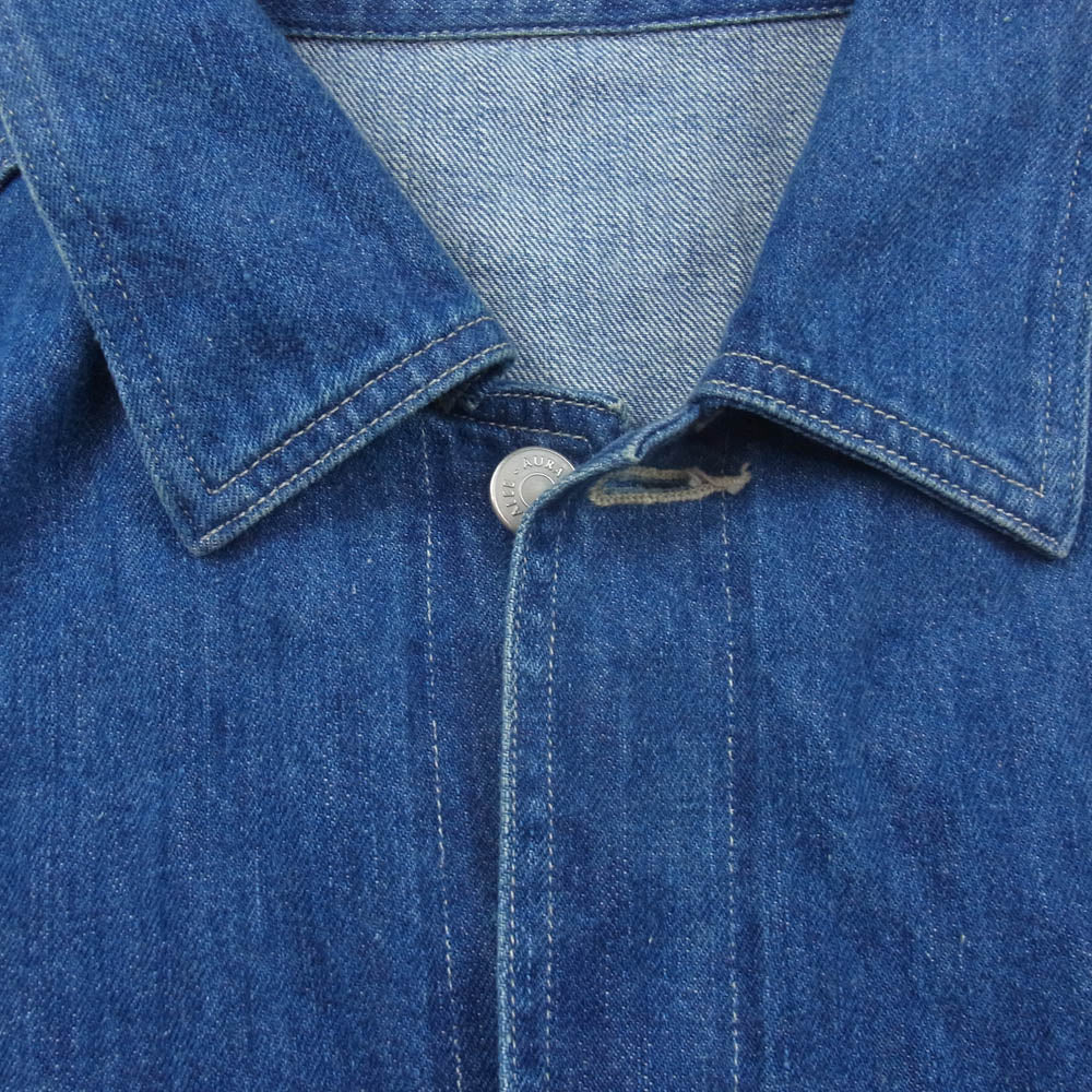 AURALEE オーラリー 22AW A22AB01SD SELVEDGE LIGHT DENIM BLOUSON セルビッジ ライト デニムジャケット ブルゾン インディゴブルー系 4【中古】