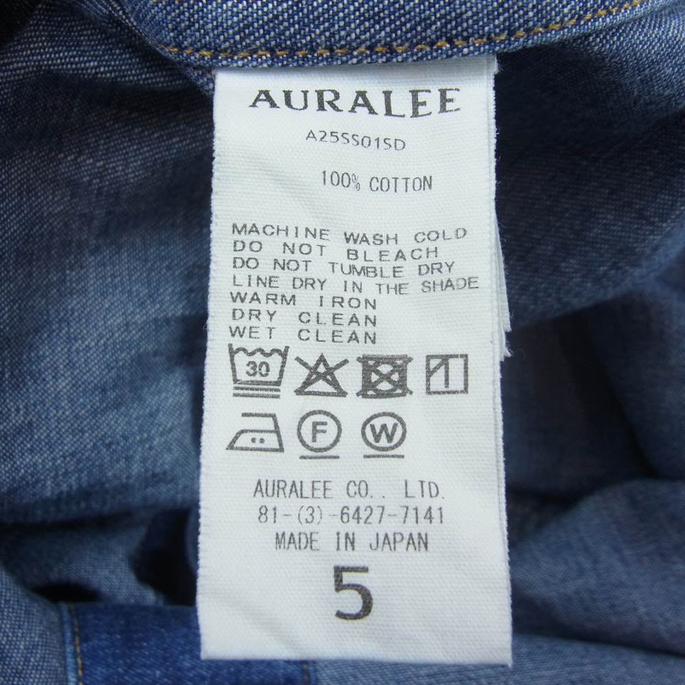 AURALEE オーラリー 25SS A25SS01SD Selvedge Light Oz Denim Shirt セルビッジ ライトオンス デニムシャツ ジャケット インディゴブルー系 5【中古】