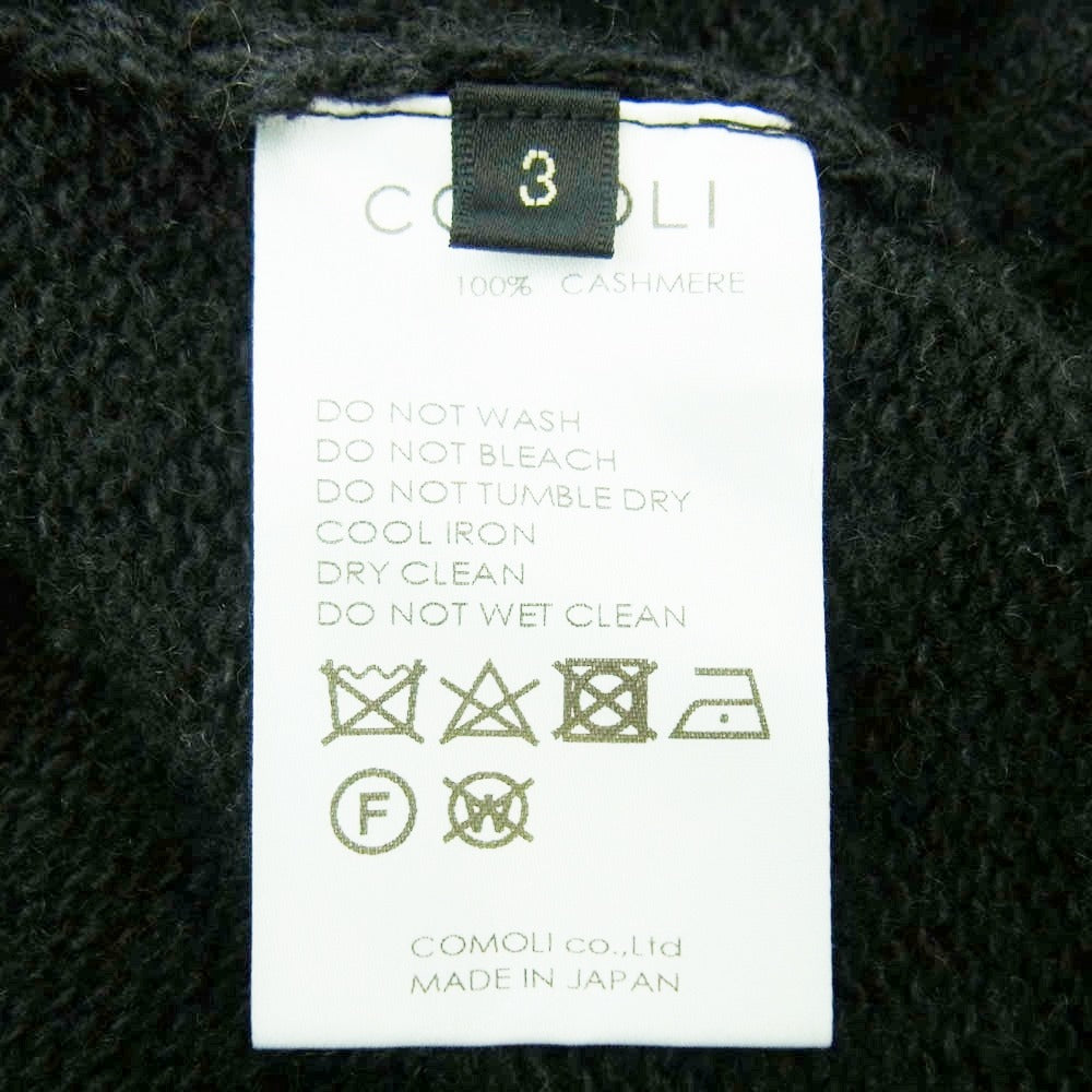 COMOLI コモリ 24AW A03-06002 カシミア製品染めクルーネックニット ブラック系 3【中古】