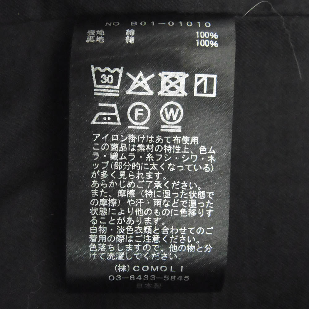COMOLI コモリ 25SS B01-01010 ブラックドリル ジャケット ブラック系 3【中古】