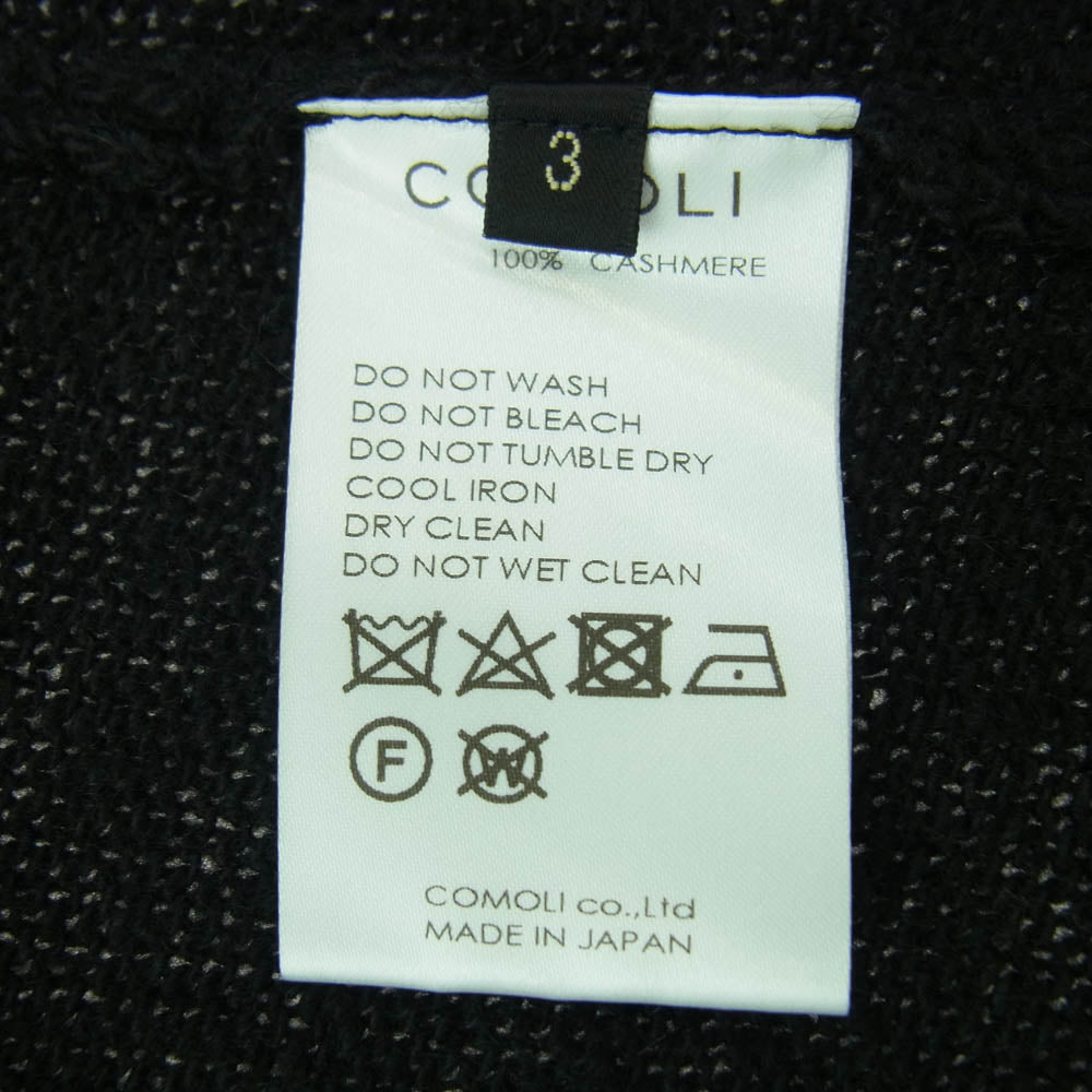 COMOLI コモリ 24AW A03-06001 カシミヤ製品染 カーディガン ブラック系 3【中古】