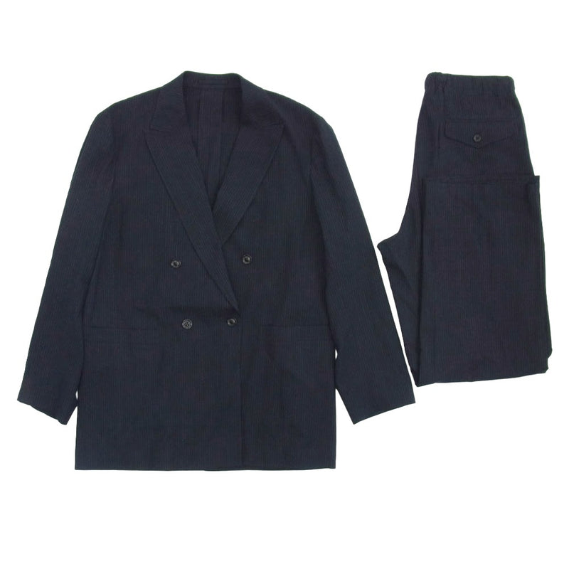アルテリア 25SS ULJK23-KA188-B SILK WOOL STRIPED OX DB JKT シルク ウール ストライプ オックス ダブルブレスト ジャケット ドローストリング パンツ セットアップ ブラック系 4【中古】
