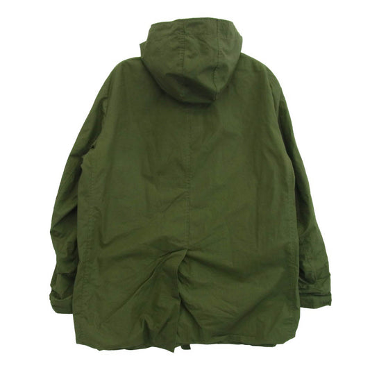 Paul Harnden ポールハーデン 英国製 COTTON M.Parka ダブルジップアップ フーデッド ジャケット カーキ系 XL【中古】