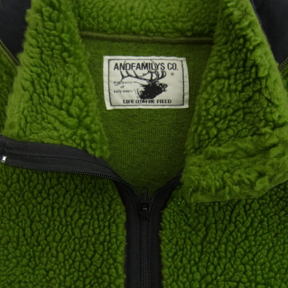 ANDFAMILYS アンドファミリー JK2310752 ITALIAN BOA JACKET イタリアン ボア フリース ジャケット グリーン系 S【中古】