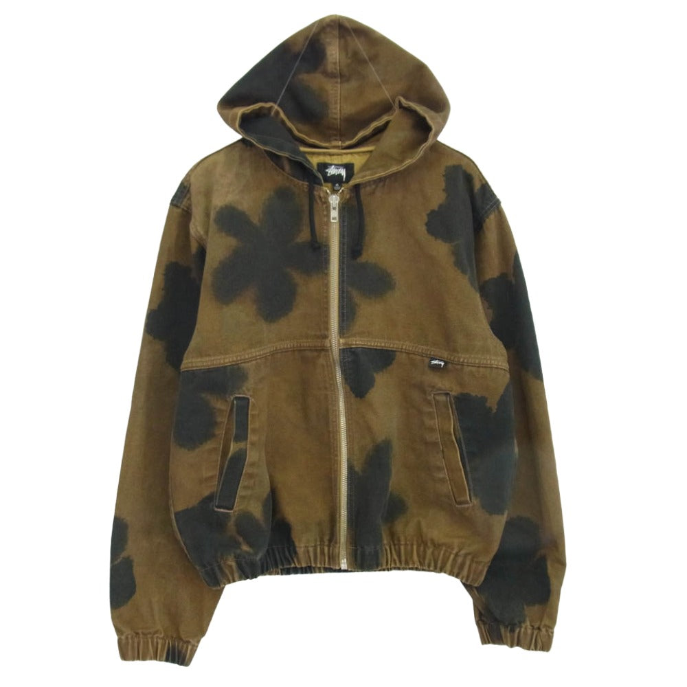 STUSSY ステューシー Floral Dye Work Jacket フローラルダイ ワーク ジャケット ビンテージ加工 コットンキャンバス生地 M カーキ系 M【中古】