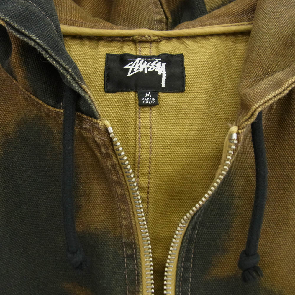 STUSSY ステューシー Floral Dye Work Jacket フローラルダイ ワーク ジャケット ビンテージ加工 コットンキャンバス生地 M カーキ系 M【中古】