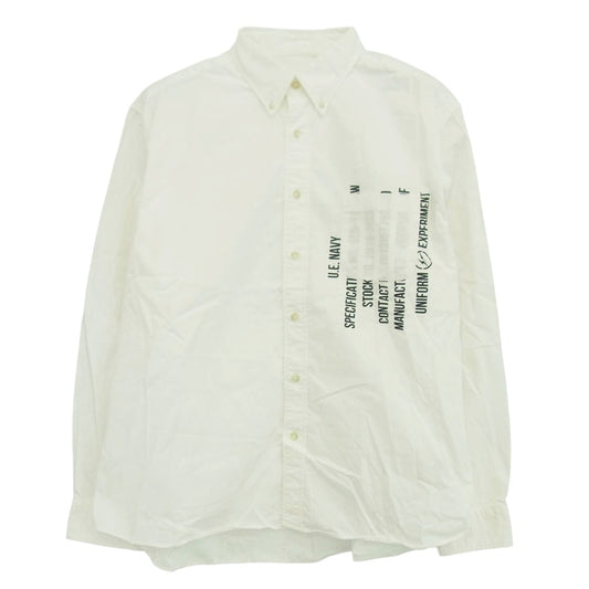 uniform experiment ユニフォームエクスペリメント ue-192014 GABARDINE BACK CONCEALED POCKET BIG B.D SHIRT コットンギャバジン ボタンダウン 長袖 シャツ ホワイト系 4【中古】
