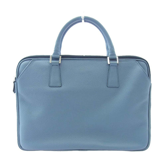 銀座オサダ K06-k114 レザー ブリーフケース ハンドバッグ ライトブルー系【中古】