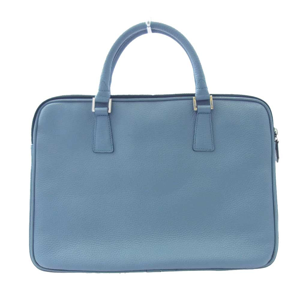銀座オサダ K06-k114 レザー ブリーフケース ハンドバッグ ライトブルー系【中古】