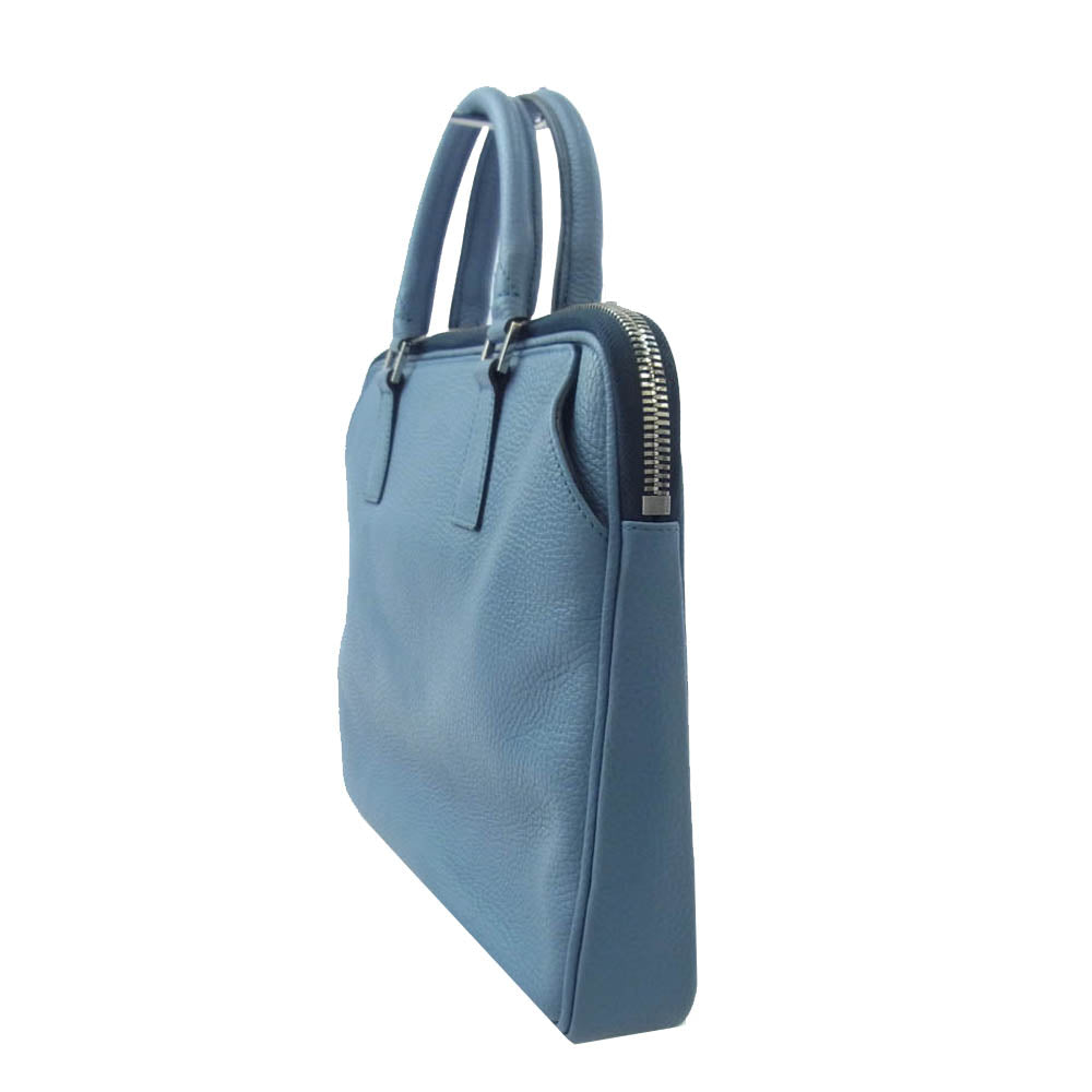 銀座オサダ K06-k114 レザー ブリーフケース ハンドバッグ ライトブルー系【中古】