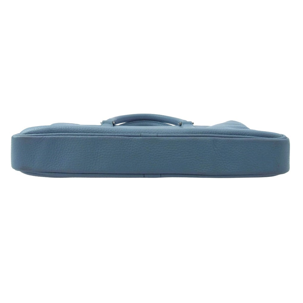 銀座オサダ K06-k114 レザー ブリーフケース ハンドバッグ ライトブルー系【中古】