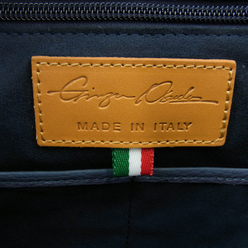 銀座オサダ K06-k114 レザー ブリーフケース ハンドバッグ ライトブルー系【中古】