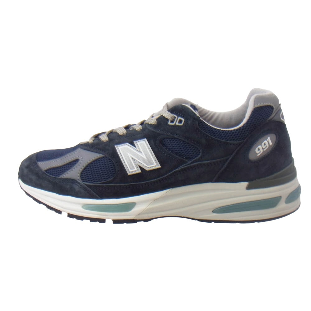 NEW BALANCE ニューバランス U991NV2 英国製 スエード メッシュ ローカット スニーカー ダークネイビー系 UK 9【中古】