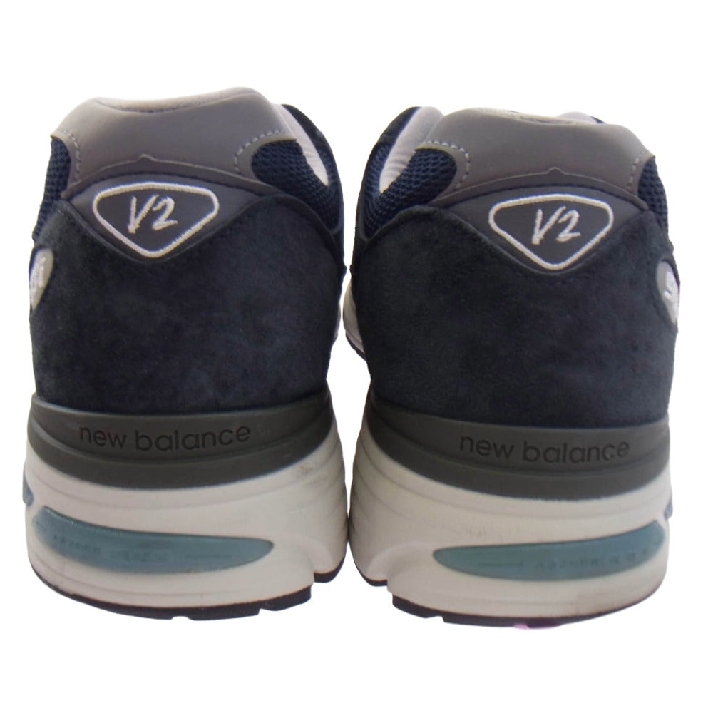 NEW BALANCE ニューバランス U991NV2 英国製 スエード メッシュ ローカット スニーカー ダークネイビー系 UK 9【中古】