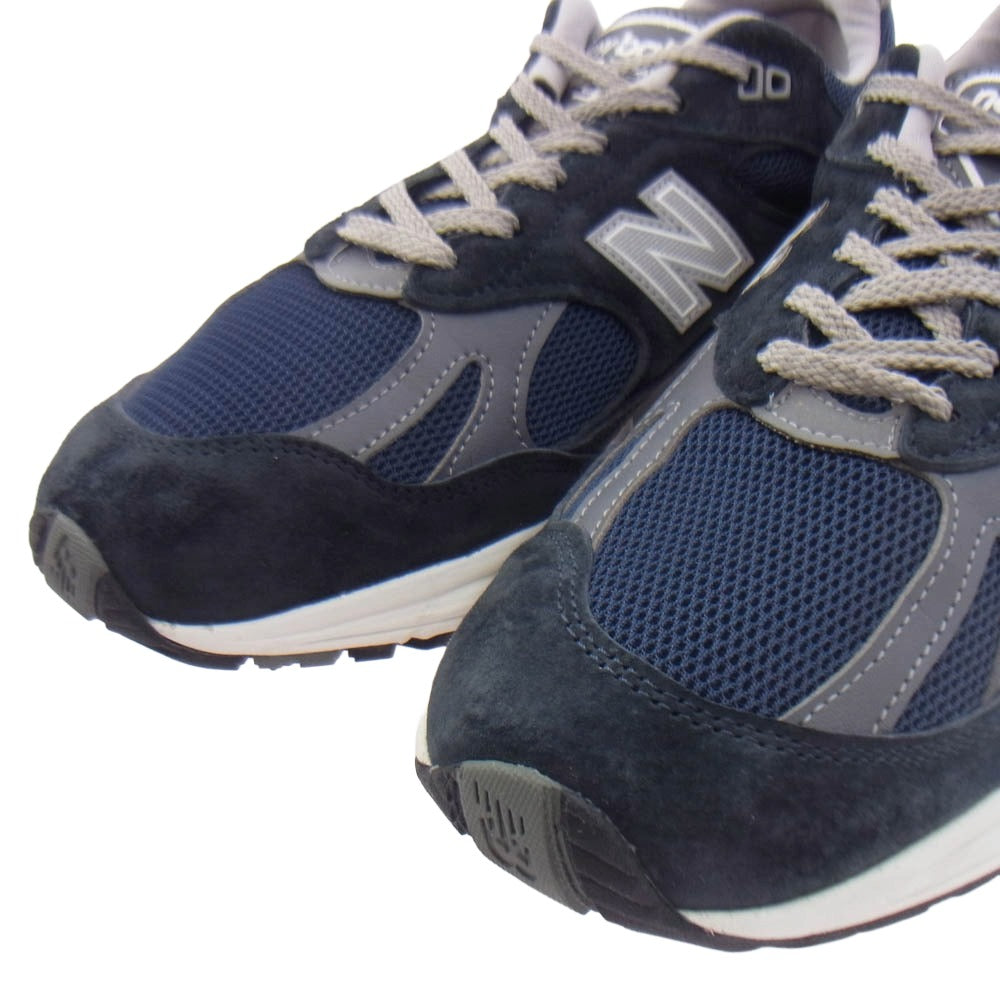 NEW BALANCE ニューバランス U991NV2 英国製 スエード メッシュ ローカット スニーカー ダークネイビー系 UK 9【中古】