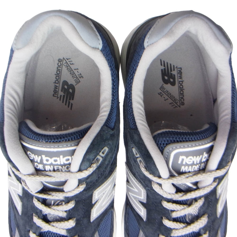 NEW BALANCE ニューバランス U991NV2 英国製 スエード メッシュ ローカット スニーカー ダークネイビー系 UK 9【中古】