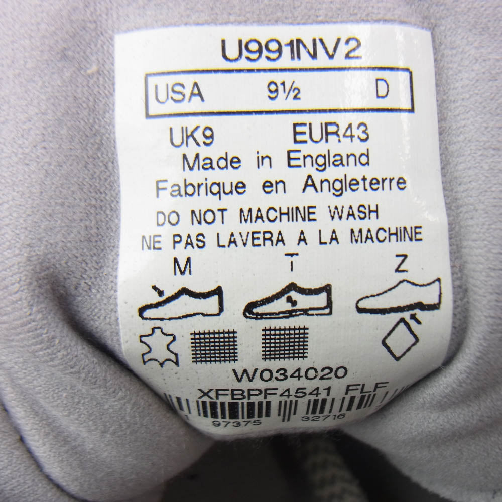 NEW BALANCE ニューバランス U991NV2 英国製 スエード メッシュ ローカット スニーカー ダークネイビー系 UK 9【中古】