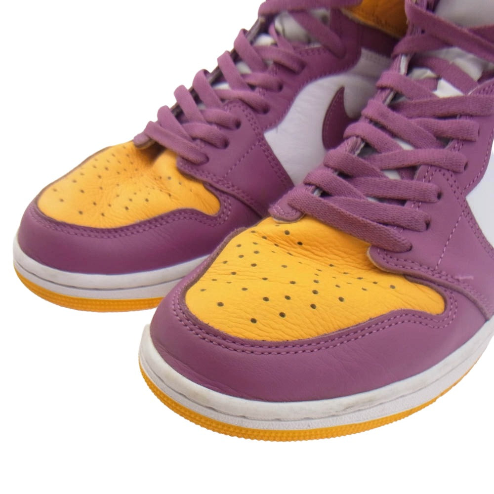 NIKE ナイキ 555088-706 AIR JORDAN 1 RETRO HIGH OG Brotherhood AJ1 エアジョーダン レトロ ブラザーフッド ハイカットスニーカー パープル系 イエロー系 28cm【中古】
