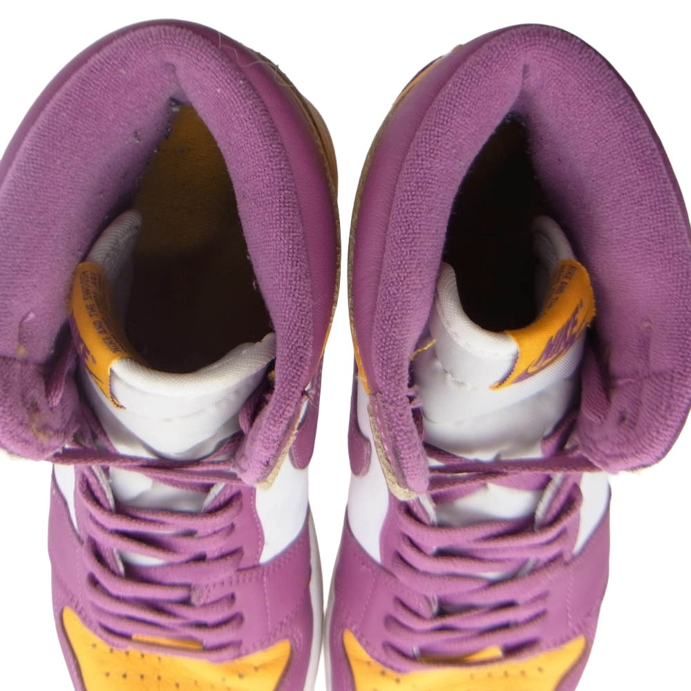NIKE ナイキ 555088-706 AIR JORDAN 1 RETRO HIGH OG Brotherhood AJ1 エアジョーダン レトロ ブラザーフッド ハイカットスニーカー パープル系 イエロー系 28cm【中古】