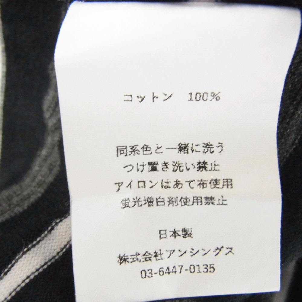 プリーズ ロゴ刺繍 ボーダー クルーネック 半袖 Tシャツ ブラック系 M【中古】