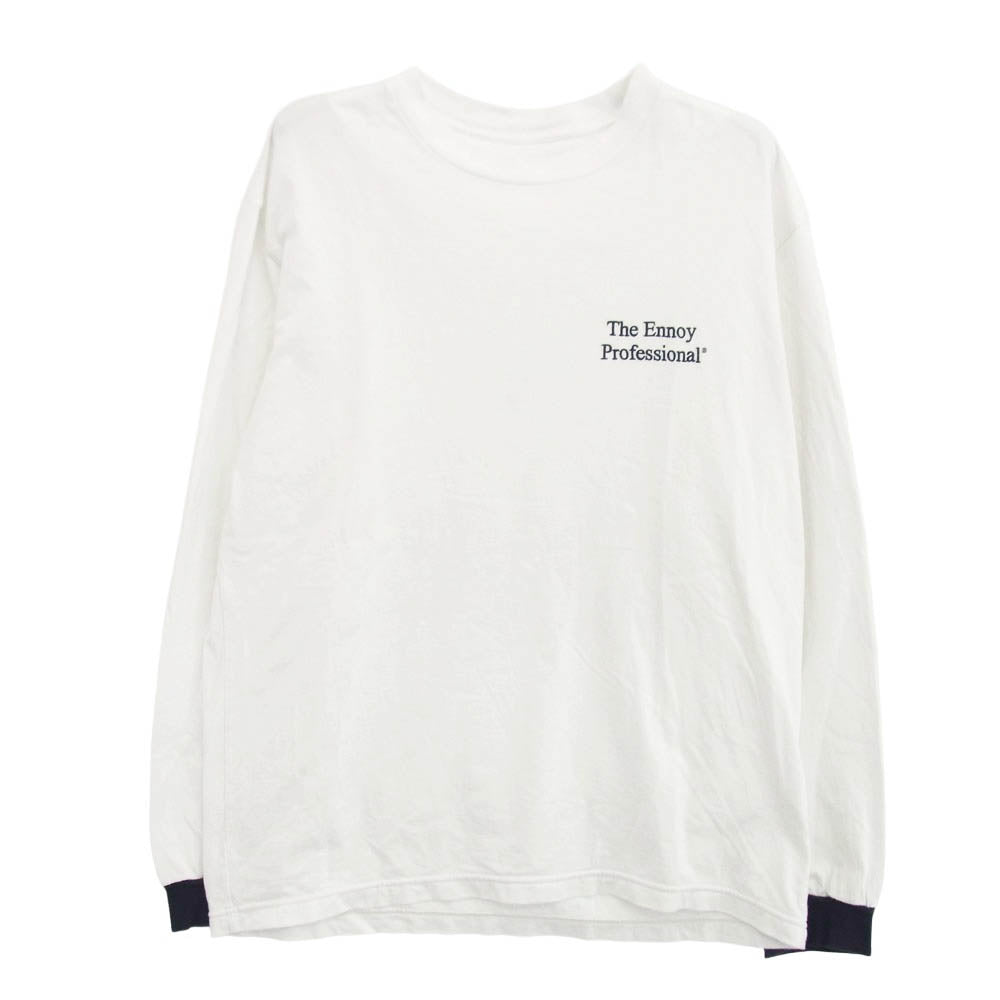 The Ennoy Professional ザ エンノイ プロフェッショナル 20SS SS20BRENCT06AM L/S TEE ロゴ刺繍 クルーネック 長袖 Tシャツ ホワイト系 L【中古】