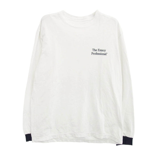 The Ennoy Professional ザ エンノイ プロフェッショナル 20SS SS20BRENCT06AM L/S TEE ロゴ刺繍 クルーネック 長袖 Tシャツ ホワイト系 L【中古】
