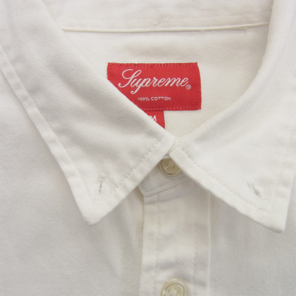 Supreme シュプリーム B/D アームロゴ 袖ロゴ刺繍 オックスフォード 長袖 ボタンダウン シャツ ホワイト系 M【中古】