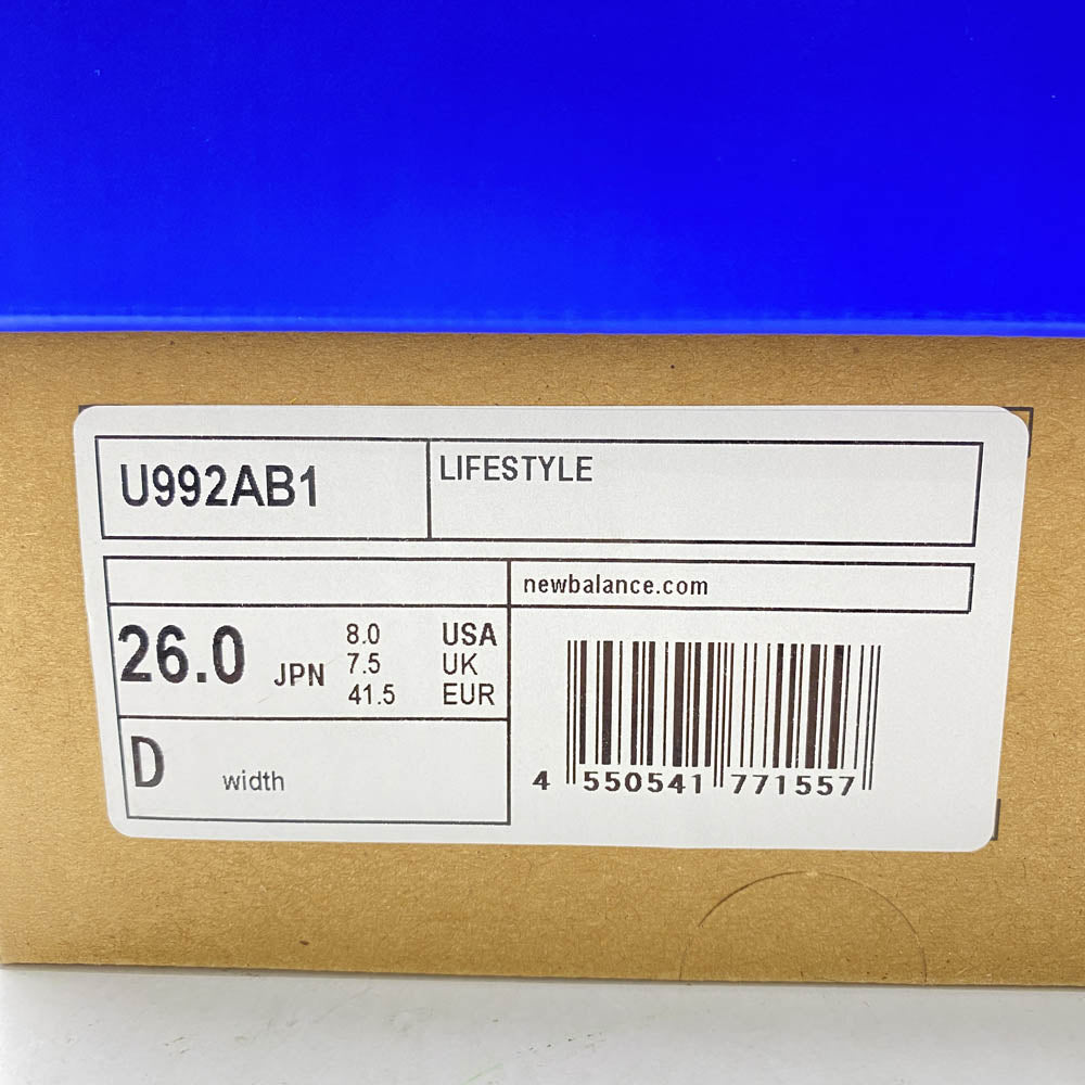 NEW BALANCE ニューバランス U992AB 992 MiUSA Action Bronson Tiger Eye ローカット スニーカー ブラウン系 26cm【新古品】【未使用】【中古】