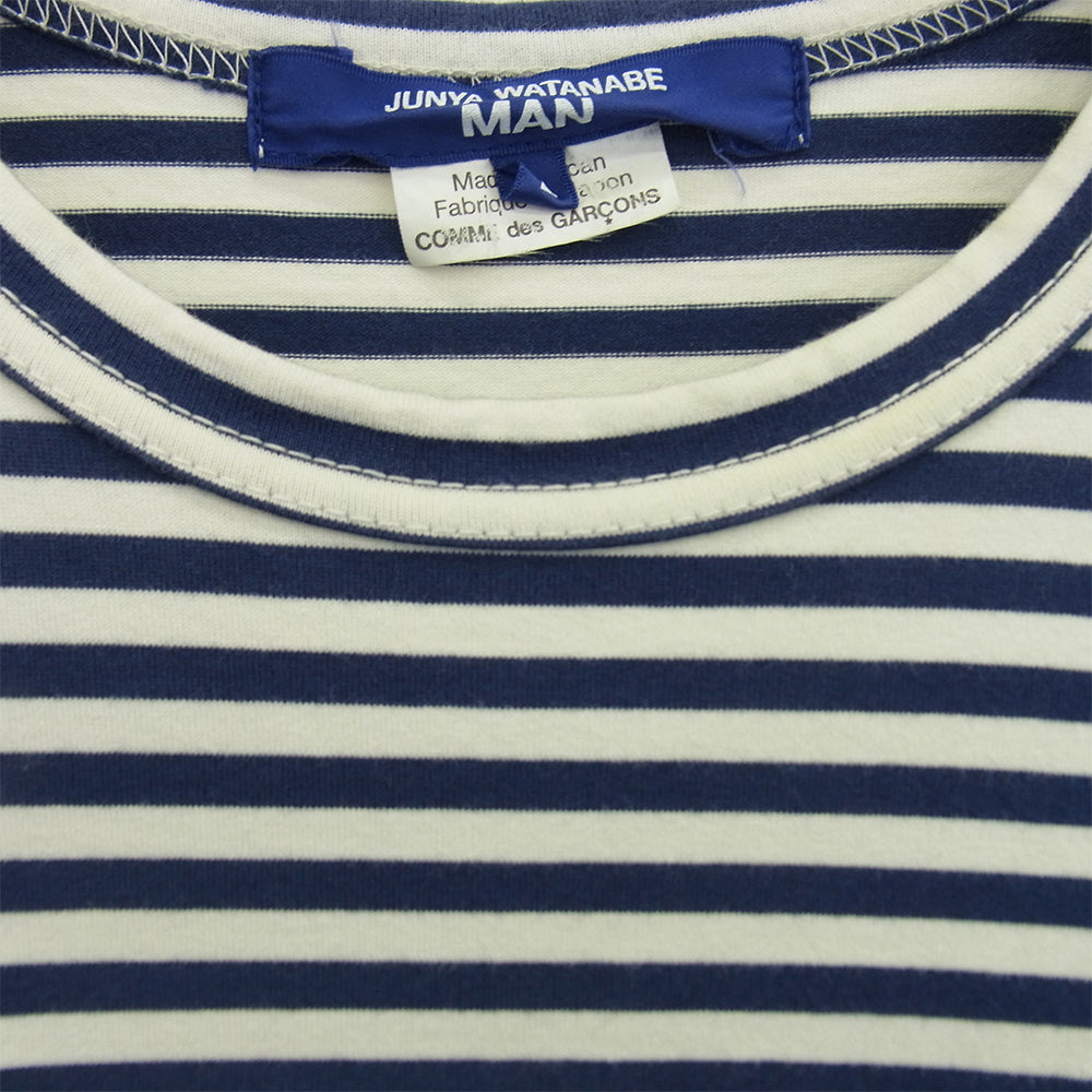 JUNYA WATANABE COMME des GARCONS MAN ジュンヤワタナベコムデギャルソンマン AD2021 WI-T020 度詰め 天竺 ボーダー Tシャツ ネイビー系 L【中古】