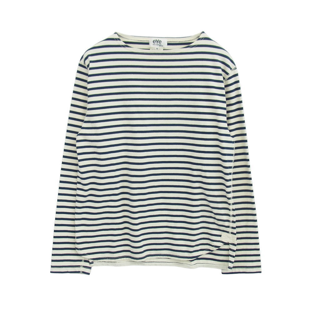 JUNYA WATANABE COMME des GARCONS MAN ジュンヤワタナベコムデギャルソンマン AD2020 WG-T911 eye 綿天竺 ボーダー Merz b.Schwamen ボーダー 長袖 Tシャツ カットソー ネイビー系 M【中古】