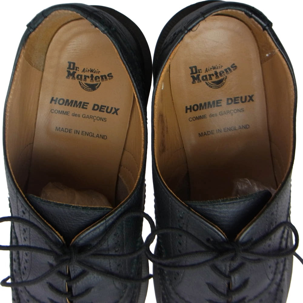 COMME des GARCONS HOMME DEUX コムデギャルソンオムドゥ × 英国製 Dr.Martens ドクターマーチン BROGUE CDG ウイングチップ メダリオン シューズ ブラック系 UK8【中古】