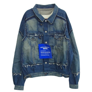 JUNYA WATANABE COMME des GARCONS MAN ジュンヤワタナベコムデギャルソンマン 25SS wo-j207-051-1-3 × Levis リーバイス 製品加工 解体再構築 カスタマイズ デニム ジャケット インディゴブルー系 M【美品】【中古】