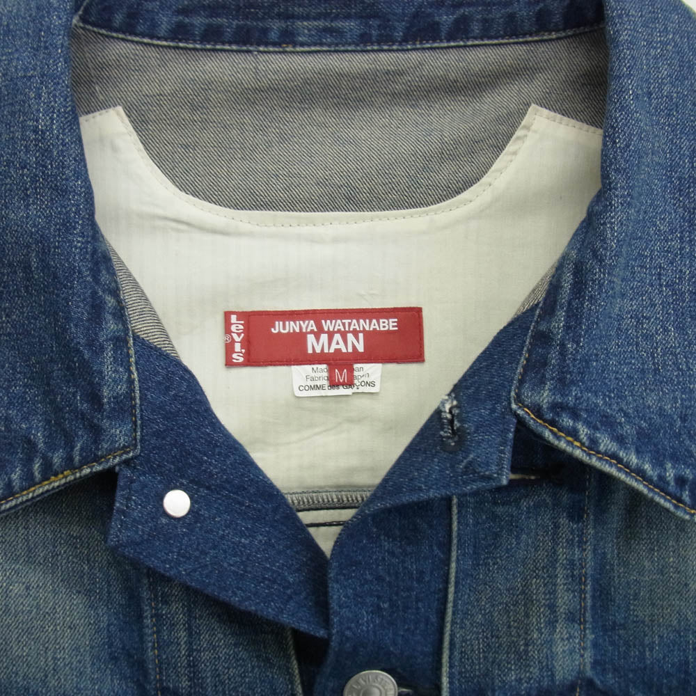 JUNYA WATANABE COMME des GARCONS MAN ジュンヤワタナベコムデギャルソンマン 25SS wo-j207-051-1-3 × Levis リーバイス 製品加工 解体再構築 カスタマイズ デニム ジャケット インディゴブルー系 M【美品】【中古】