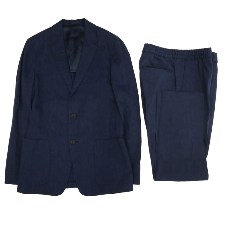 theory セオリー 02-6304001 リネン セットアップ スーツ 本切羽 半裏 2Bテーラード ジャケット スラックスパンツ ネイビー系 36【中古】