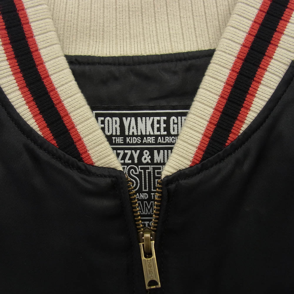 HYSTERIC GLAMOUR ヒステリックグラマー 25SS 02251AB03 FLAMING TOUTH ガール刺繍 スカジャン サテン ジャケット ブラック系 M【中古】