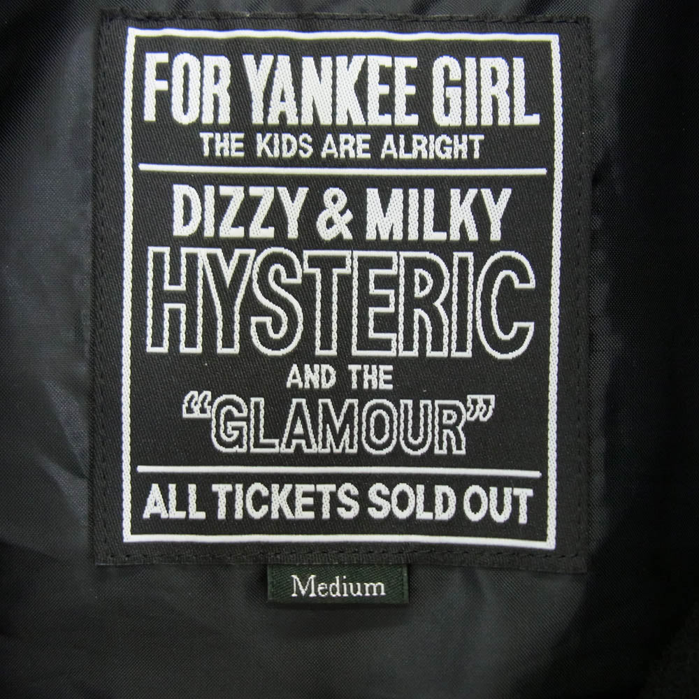 HYSTERIC GLAMOUR ヒステリックグラマー 02233AB18 野口強 DYNAMITE ANGEL 刺繍 スタジャン バーシティ ジャケット ブラック系 M【美品】【中古】