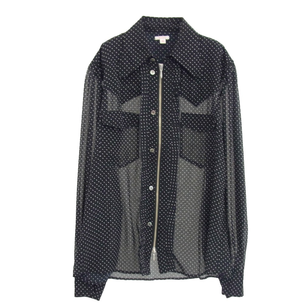 エムエーエスユー MCFW-SH0221 SEE THROUGH WESTERN SHIRTS ドット総柄 ジップアップ ウエスタン シャツ シースルー ブラウス ブラック系 46【中古】