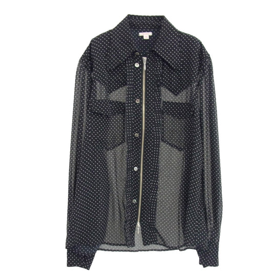 エムエーエスユー MCFW-SH0221 SEE THROUGH WESTERN SHIRTS ドット総柄 ジップアップ ウエスタン シャツ シースルー ブラウス ブラック系 46【中古】