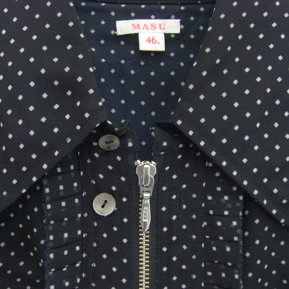 エムエーエスユー MCFW-SH0221 SEE THROUGH WESTERN SHIRTS ドット総柄 ジップアップ ウエスタン シャツ シースルー ブラウス ブラック系 46【中古】